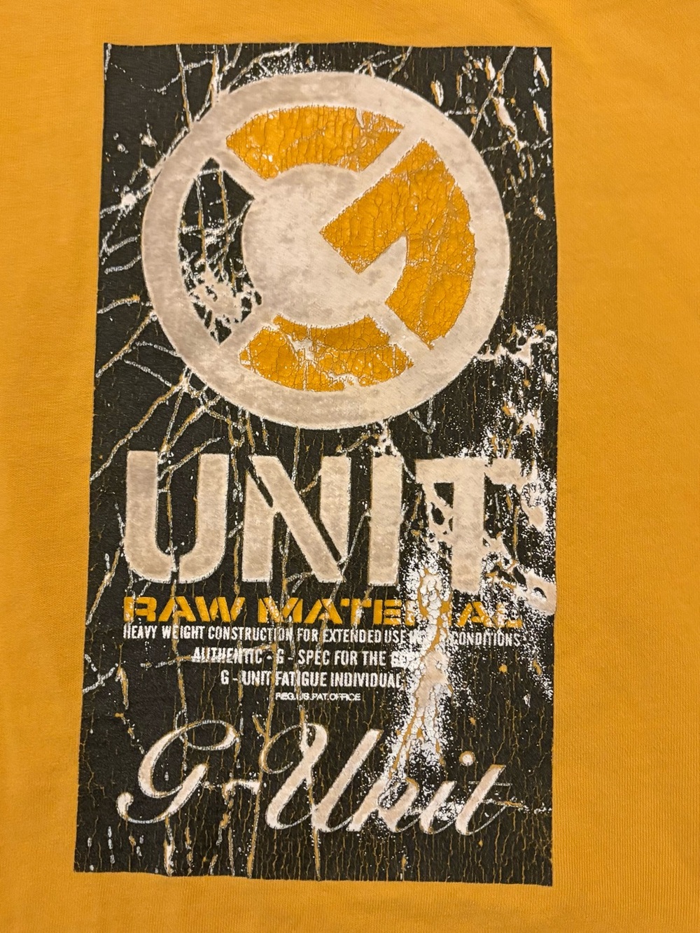 Vintage Y2K G-Unit Raw Material Heavyweight Graphic T-Shirt Yellow 50 Cent, Sz L - Picture 5 of 10